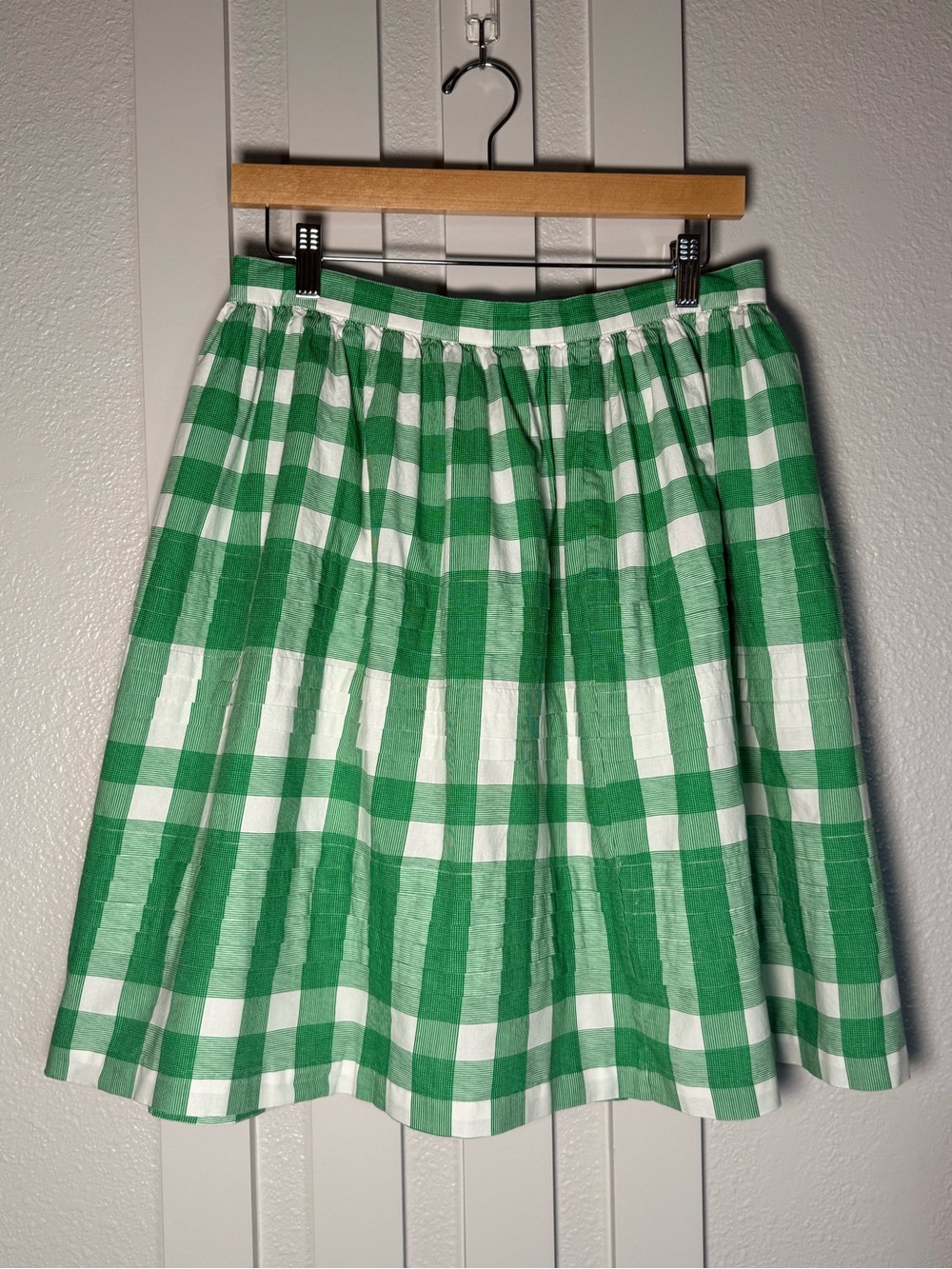Tommy Hilfiger Kelly Green White Gingham Pleated A Line Skirt Size 6 Preppy - Picture 2 of 11